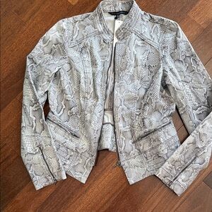 White House Black Market Gray Snake Print Jacket